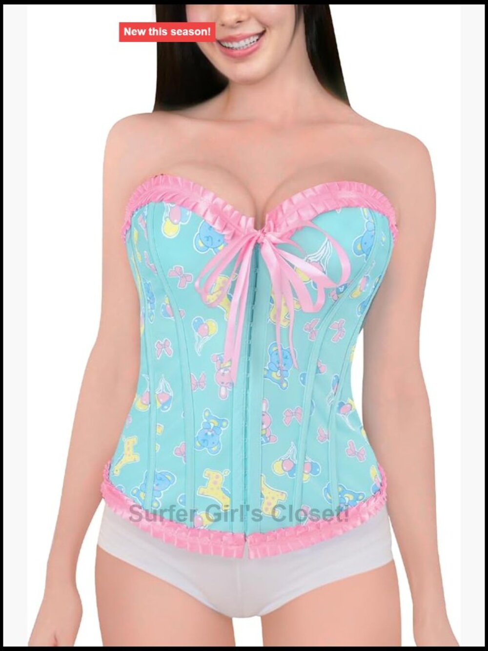 Littleforbig Lace Up Boned Overbust Corset Bustier Bodyshaper Top